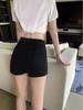 Spicy Girl 2025 Summer Women's High Waist Elastic Black Denim Shorts