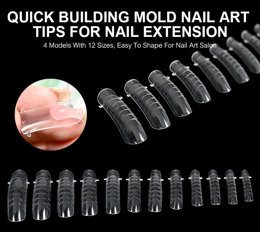 kads 120 ks Nástavce na nehty pro rychlou tvorbu plísní Dvojité umělé nehty Opakovaně použitelné čiré nástroje na manikúru pro prodloužení Poly Nail Gel Nail Art