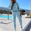 Women's Fleece Hoodies Two Piece Set 2021  Winter  Sweatshirts Pants Sets Female Casual Sports Tracksuits