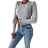 2023 Trendy Women's Knit Top: Autumn/Winter Solid Color, Round Neck, Long Sleeve