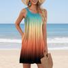 Ladies Fashion Beach Vest Casual Summer With Pocket Straps Gradient Print Dress