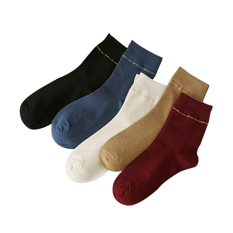 5/10 Paires Chaussettes Décontractées Confortables Printemps Été Femmes Mi-mollet Couleur Unie Coton Chaussettes Longues Mignonnes Absorbant la Transpiration Respirantes