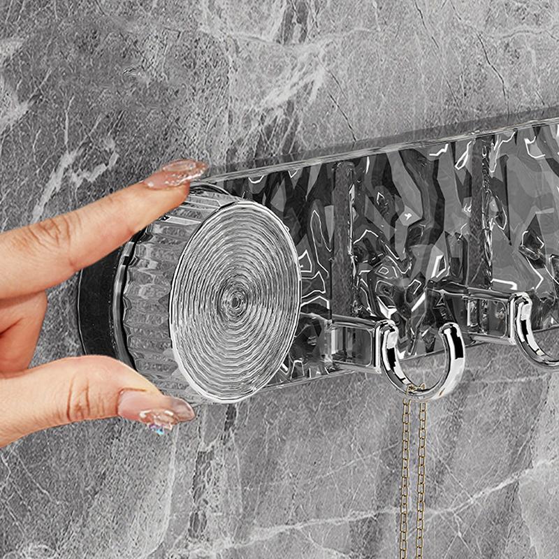 5 Hooks Rotating Suction Cup Hooks Punch-Free Strong Load-Bearing Bathroom Towel Rack Wall Mounted Ripple Row Hook