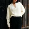 Autumn and winter new lazy loose V-neck knitted cardigan men's and women's versatile simple diagonal button sweater jacket