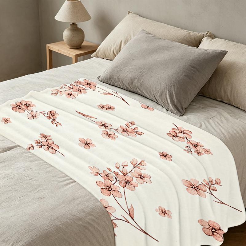 No-Shedding Floral Flannel Throw Soft Warm Cozy Blanket for Home, Christmas & Halloween, Multi-use