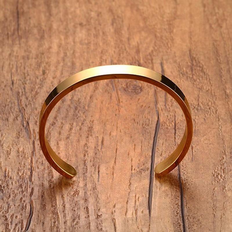 Solid Golden Flat 6mm 8mm Cuff Bangles for Men Bracelet Brackelts Brazalet Bileklik Braslet