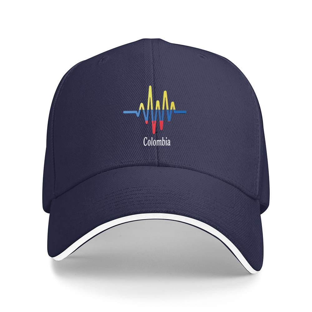 Colombia Heartbeat Flag Colors Print Baseball Cap Polyester Adjustable Outdoor Sports Hat Unisex