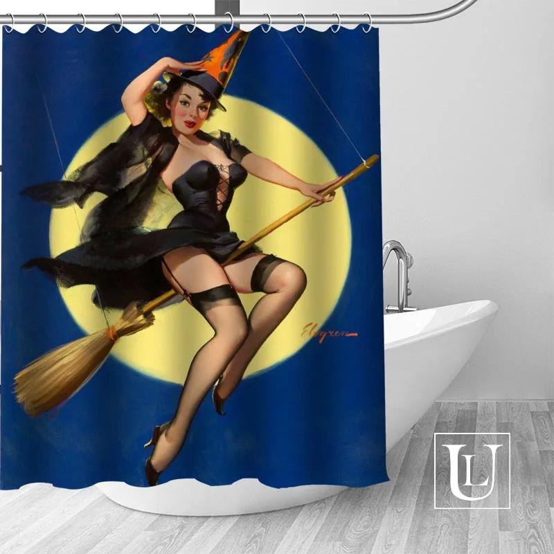 Big Sale New Custom pin up girl Modern Shower Curtain with Hooks bathroom Waterproof Polyester Fabric