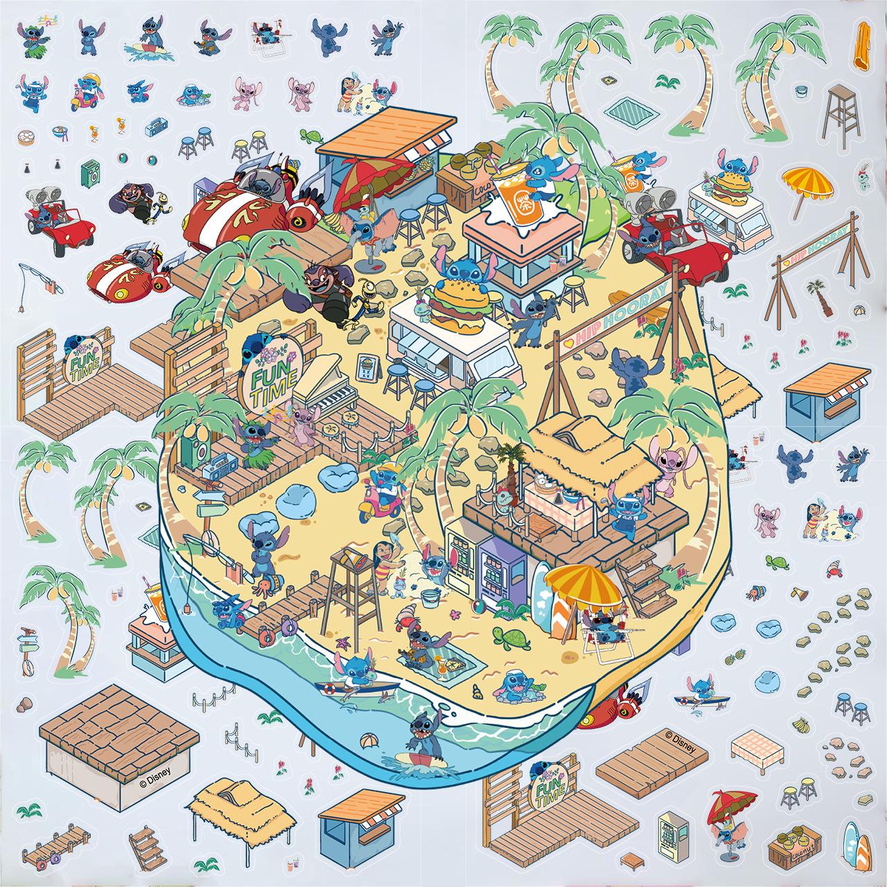 

3D Наклейки ПЭТ с изображением коттеджа: 2 листа, Стежок Пейзаж, Сделай сам Детский Мультяшный Дневник