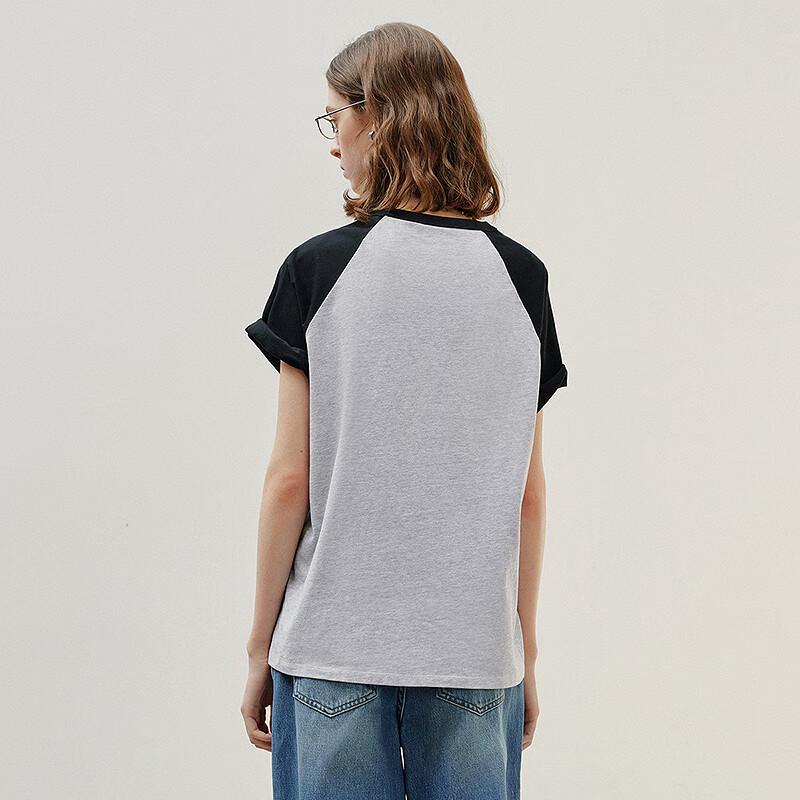 Chuyu Women's 2025 Summer Cotton Antimicrobial Contrast Letter Print Short Sleeve T-Shirt