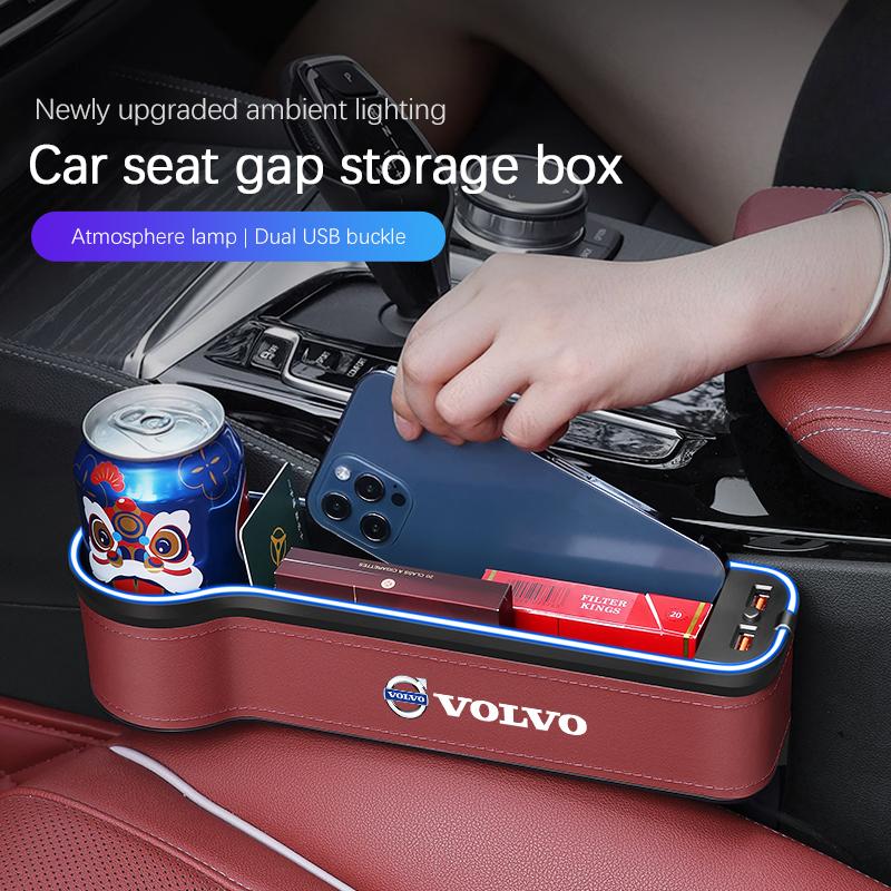 LED Car Seat Gap Box Atmosphere Lamp Storage Box For Volvo XC90 V90 V60 XC60 V40 EC40 EX40 S80 S60 S90 C40 XC40 V70 XC70 C30 C70