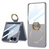 Magnetic for Samsung Z Flip 7 with Ring Stand and Tempered Protective Film Ultrathin Phone Case Cover for Samsung Galaxy ZFlip 7