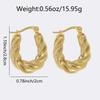 LNCHRAN 304 Stainless Steel Twisted U-Shaped Retro Women's Hoop Earrings