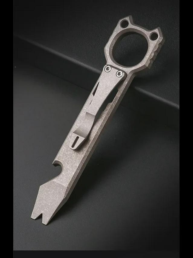 Titanium Alloy Multifunctional Outdoor Crowbar and Bottle Opener with Wrench for Self-Defense and EDC.