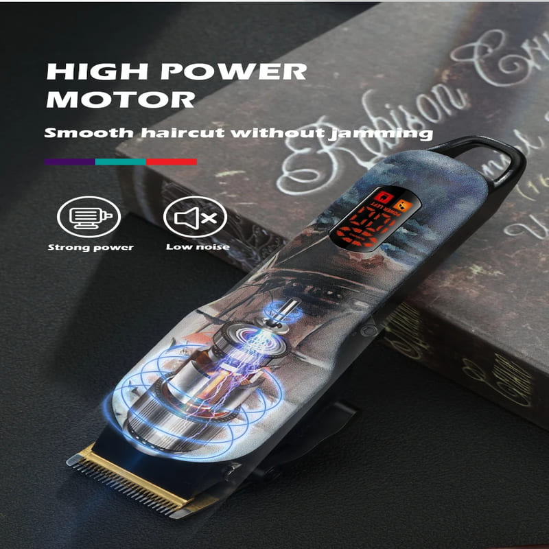 LED Digital Display Super High Power Long Battery Life Electric Hair Clipper  Rechargeable Hair Clipper  Oil Head  Retro Metal Electric Hair Clipper