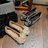 Neue Mode Damenschuhe Flach Frühling Sommer Kristall Schleife Runde Spitze Bootsschuhe Mädchen Große Größe Slipper Loafer