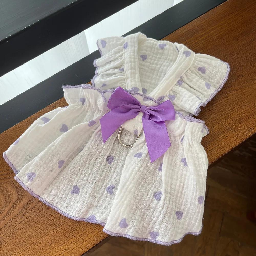 Dogs Princess Dresses Cute Pet Dog Thin Cotton Dress Kitten Puppy Skirt Summer Dog Dress Bow Lace Korean Chihuahua Cat Clothes