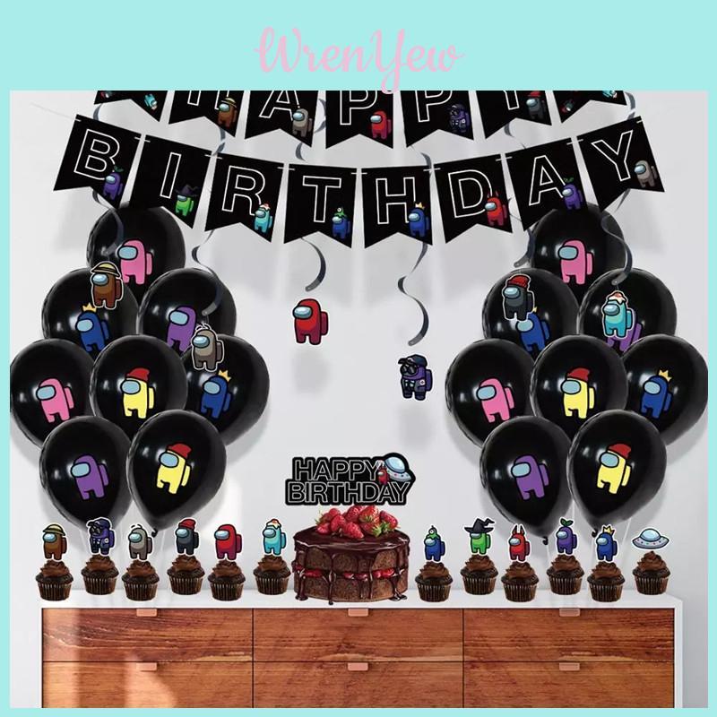 Us Among Party Supplies Decorations Set Cake Topper Latex Balloon Birthday Kids