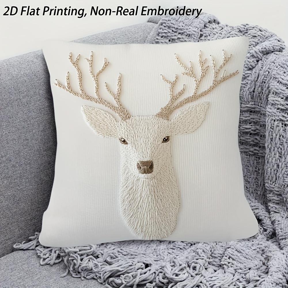 1 Pièce Housse de Coussin Décorative Minimaliste Nordique Cerf, Impression Double Face 2D Housse de Coussin Douce en Polyester Pour Décoration de Canapé de Maison, Chambre à Coucher, Voiture