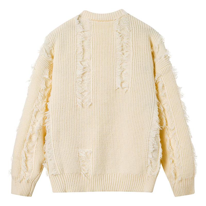 Men's Solid Color Long-Sleeve Knit Sweater, Winter 2025, Warm & Loose Round Neck Outerwear