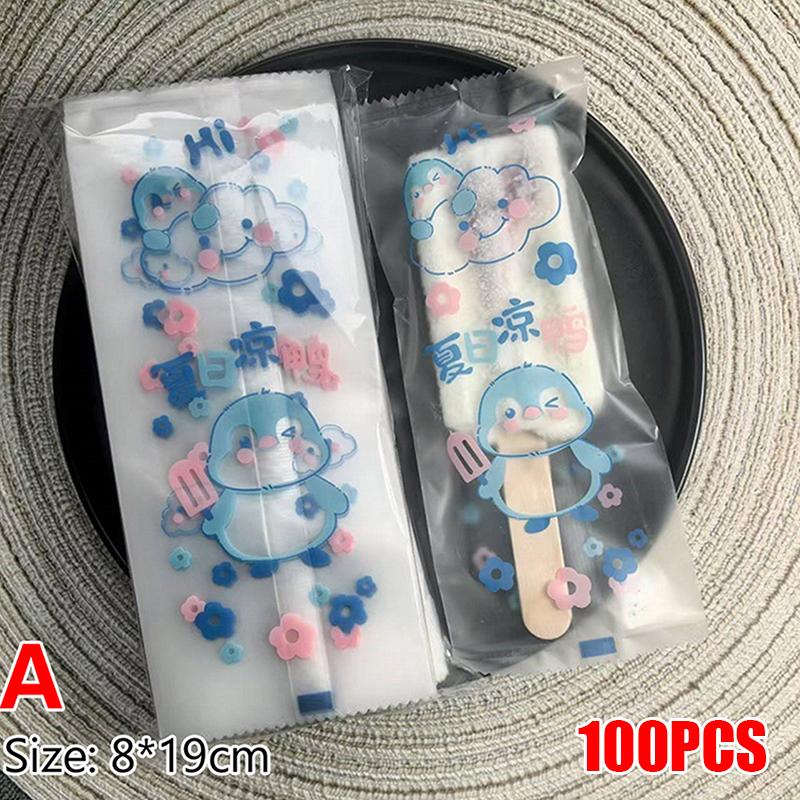 100Pcs Food Grade Ice Pop Bags Disposable Plastic Popsicle Bags Freeze Treat Storage Ice Cream Mold Bag