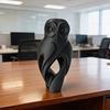 Wear-Resistant Table Decor 3D Printed Owl Figurine, Hollow Modern Art Sculpture with Matte Black Finish, Office Home Minimalist Desk for Bookshelf,