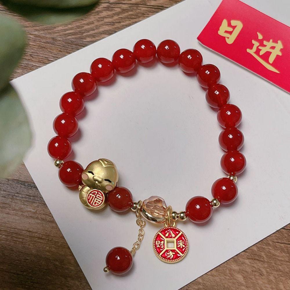Pendant Burst Bead Bracelet Lucky Cat Beads Bangles Delicate New Snake Year Bracelet  New Year
