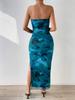 Ladies' Summer Slim Fit Dress Fashionable and Sexy Strapless Dress Sleeveless Printed Dress