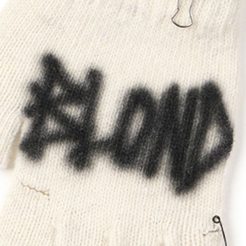 BLACKBLOND BBD Graffiti Logo Ripped Hand Warmer Gloves (Ivory)