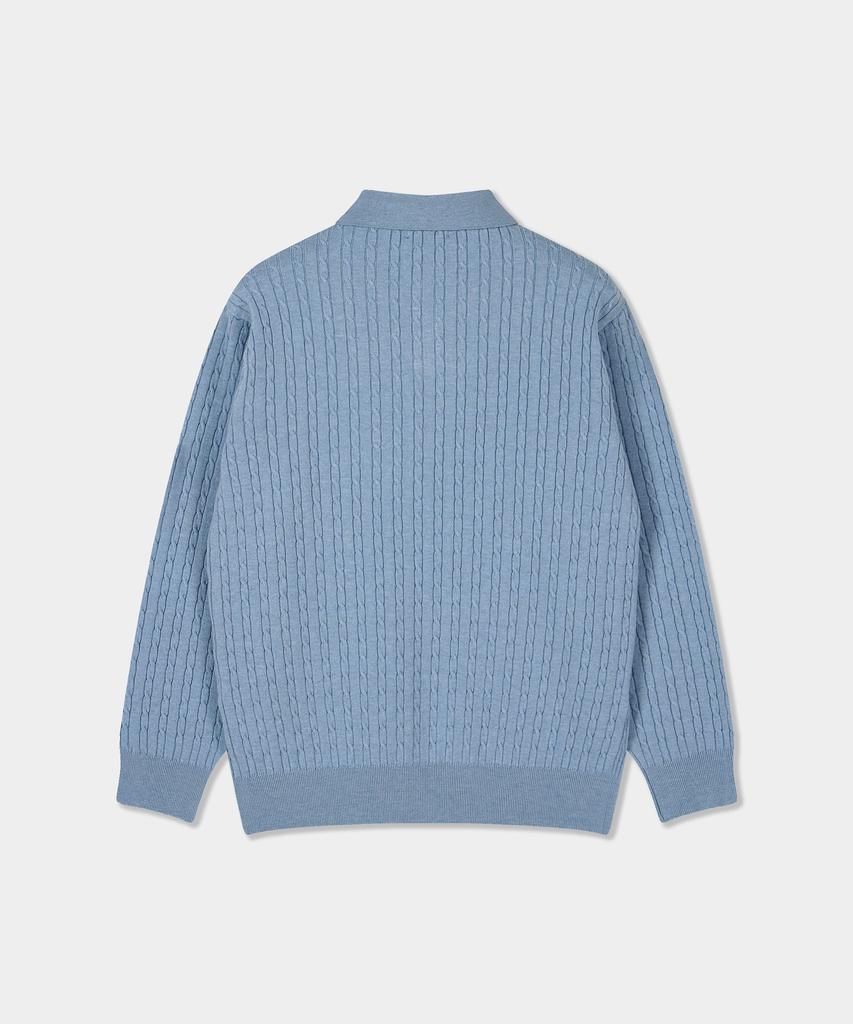BIRBANTE Soft Washable Cable Collar Knit - Sky Blue