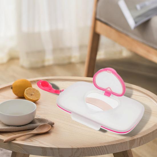 Aufbewahrungsbox für Feuchttücher, tragbar, nachfüllbar, transparent, sichtbarer Deckel mit Herzmotiv, staubdicht, für den Außenbereich, Baby-Taschentuchbehälter, Reisebedarf