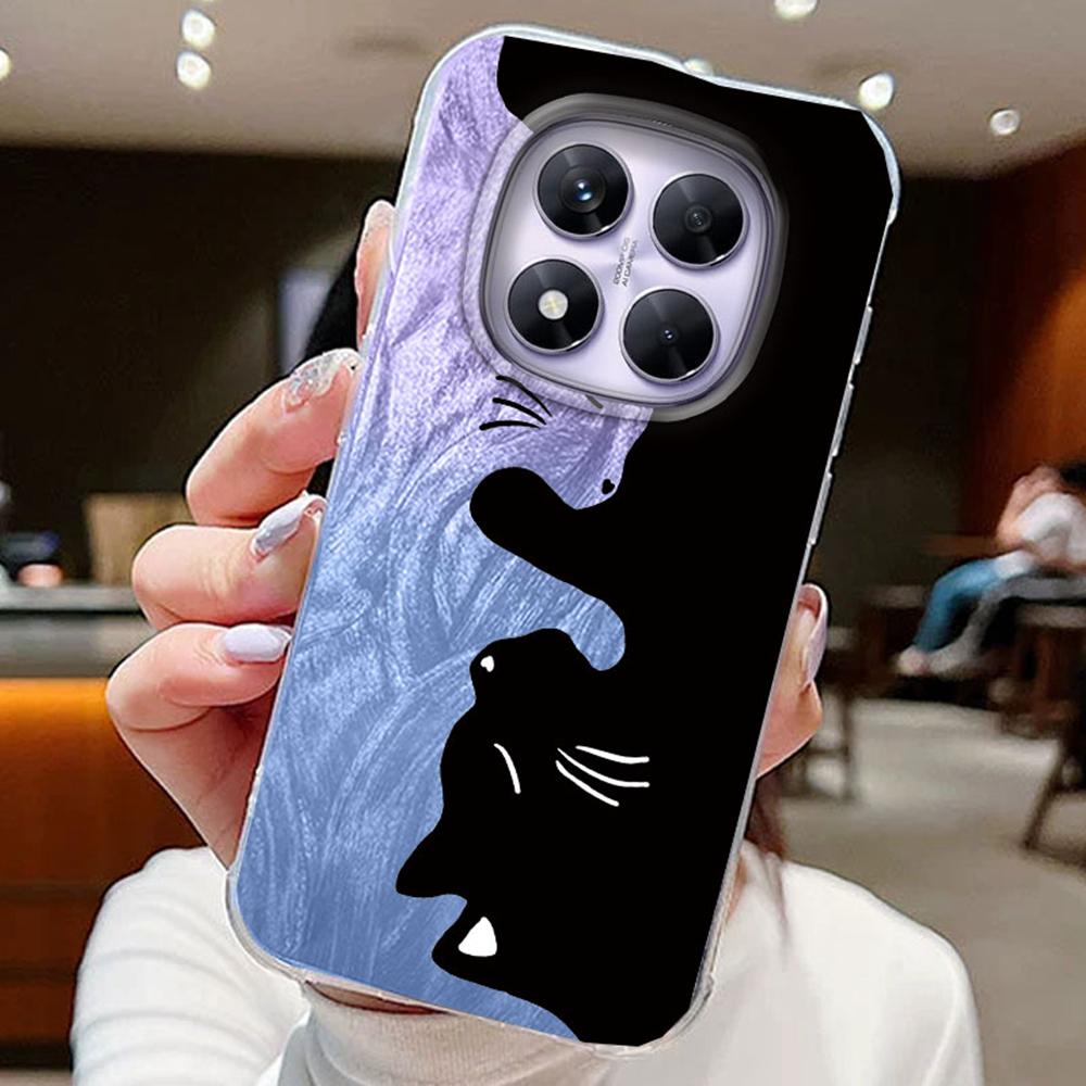 Umarme Schwarze Weiße Katze Farbverlauf Handyhüllen Für Xiaomi Redmi Note 14 13 Pro 14C 13C A3 A5 A4 Rückseite Silikon Paar Fundas Hülle