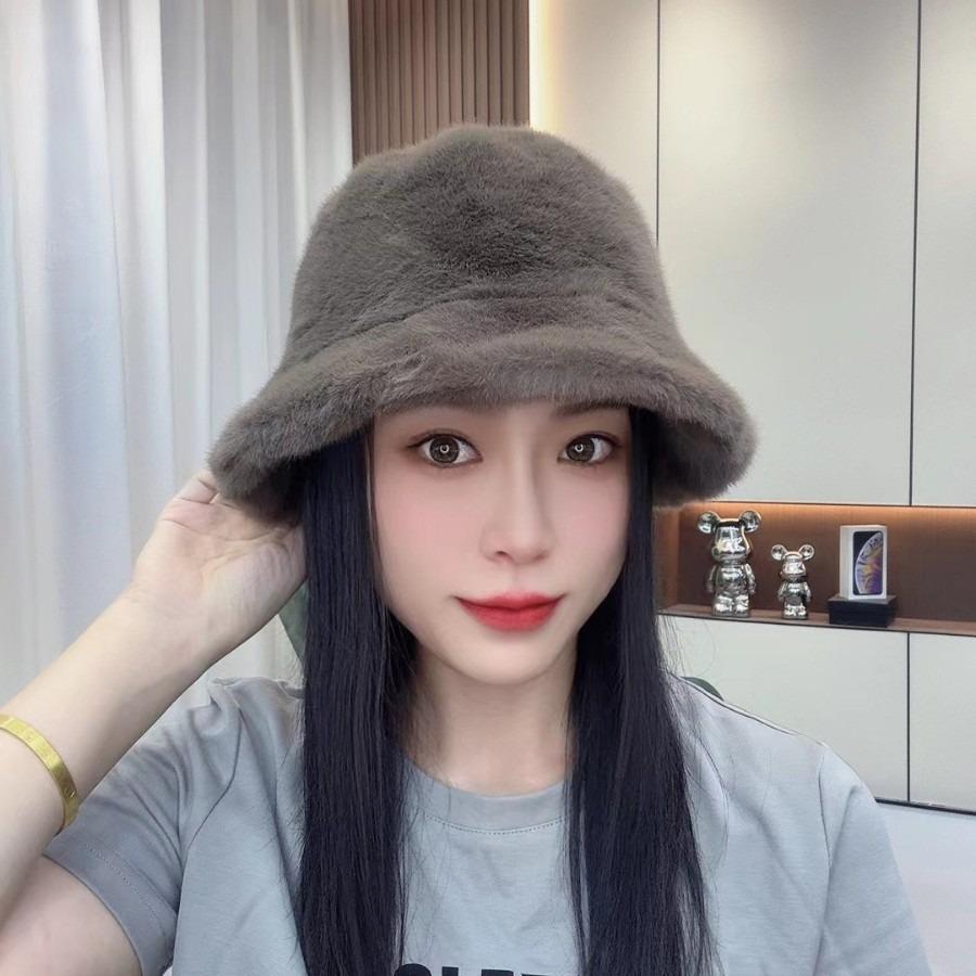 Multi-Coloured Plush Hat Winter Cute Net Red Warm Hat Padded Fisherman Hat Big Head Cap Hat Women's Hat