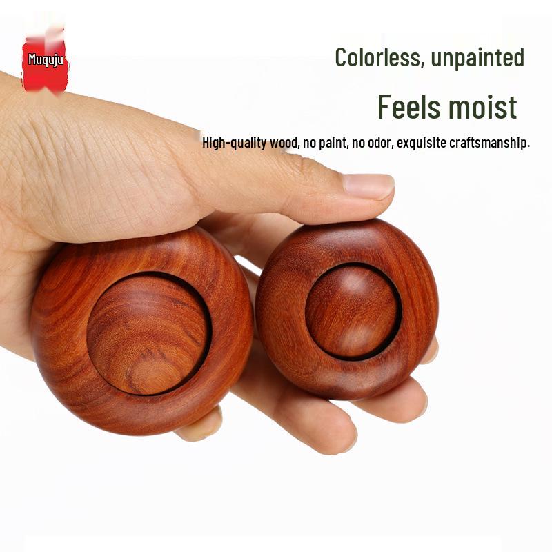Red Sandalwood Handcrafted Health Ball Massager - Elderly Gift, Large Rosewood Flying Saucer Design
