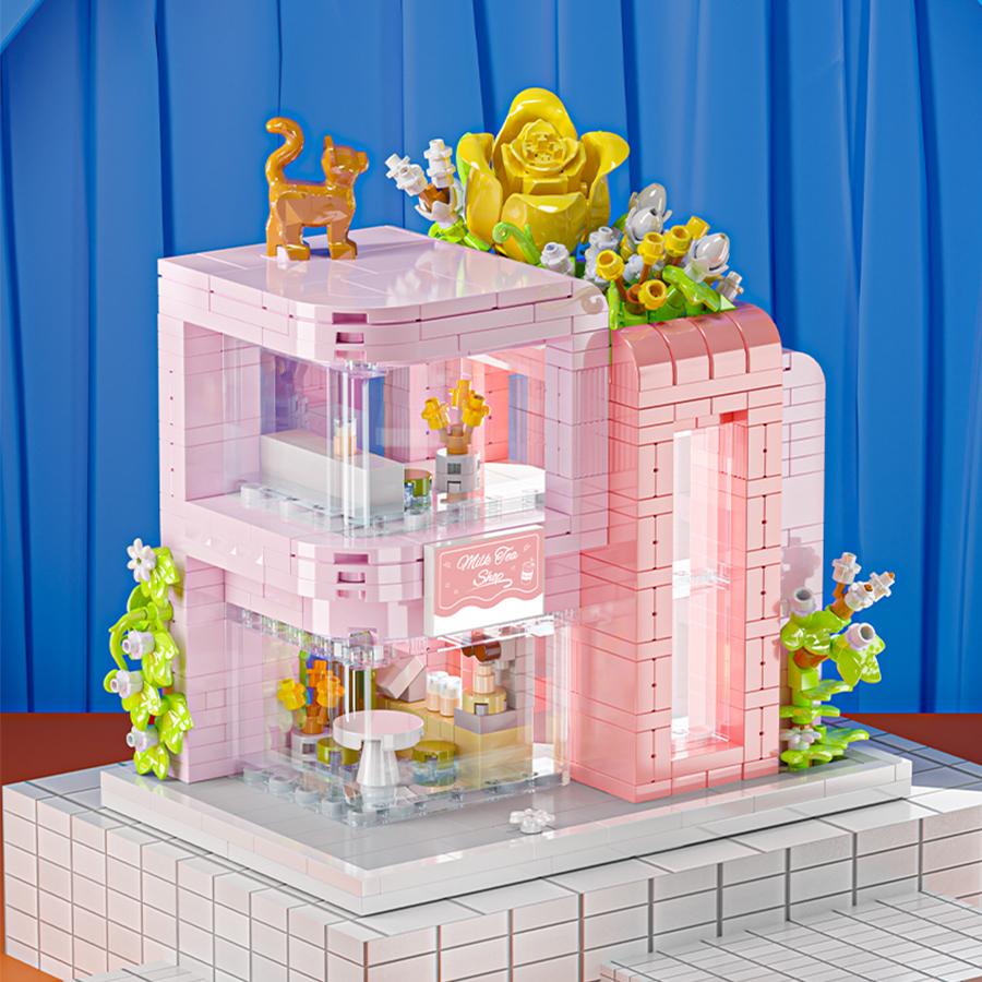 Miniature Street View Flowers House Building Blocks Mini Bricks Educational Toys DIY Ornaments Gifts Set