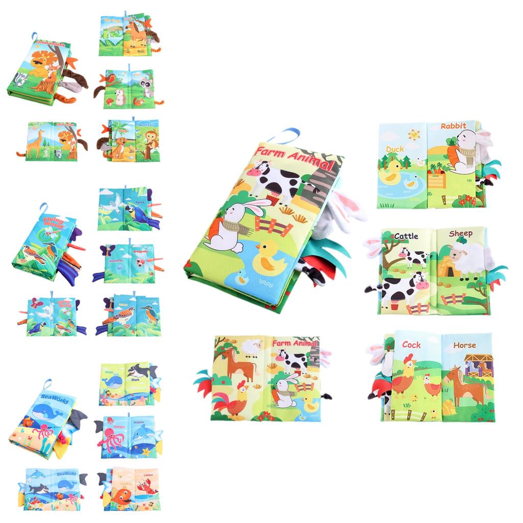 Baby Ocean Forest Flying Animal Tail Cloth Book Early Education Toy With Rustling Paper