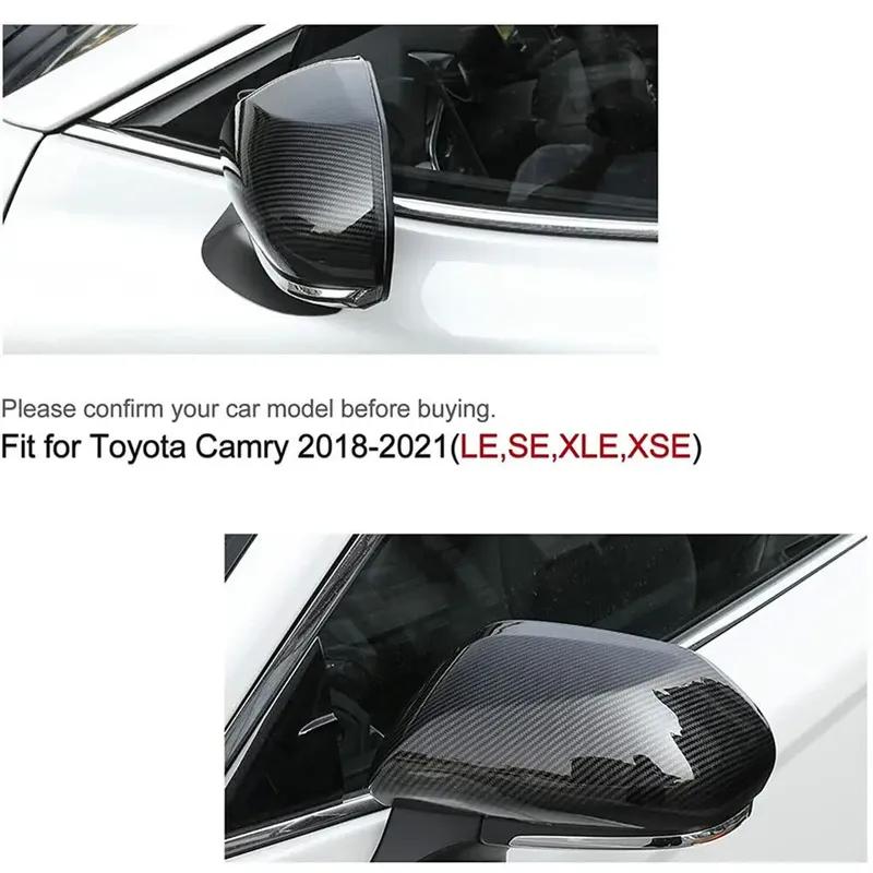 1 SET For Toyota Camry 2018- ABS Side Mirror Cover Wing Cap & Door Handle Cover Exterior Door Housing Trim Adhesive Sticker