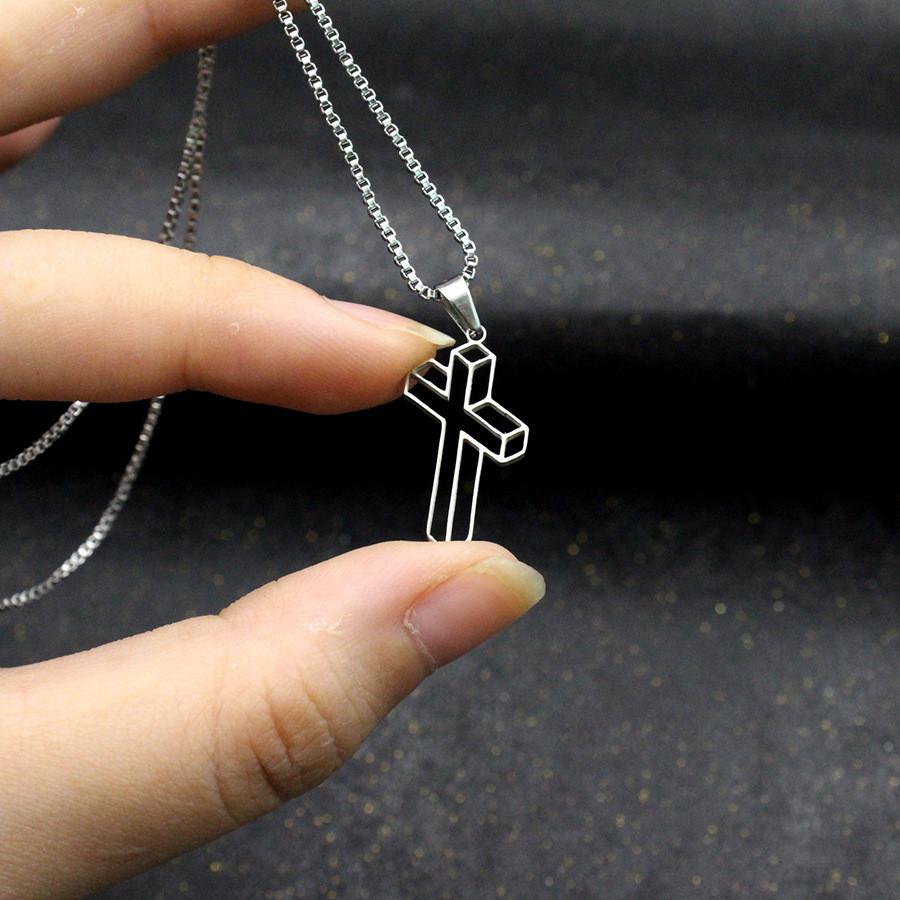 Hop Hip Inspired Cross Chain Necklace Stainless Steel Pendant Decoration Casual