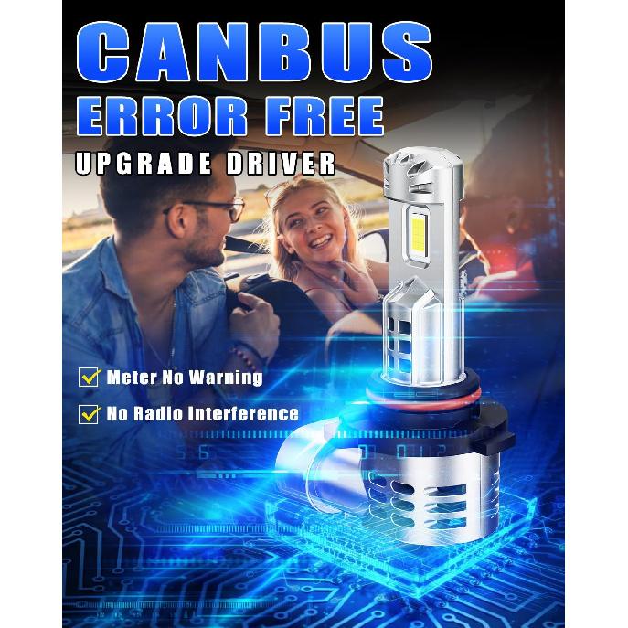 9005 led Bulbs, 30000LM Super Brighter, 6500K Cool White hb3 led Light Bulb with Cooling Fan, Plug-N-Play, High and Low Beam, Canbus Error Free, LED