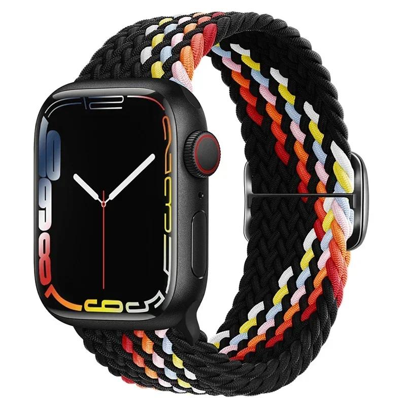 Nylon Strap for Apple Watch Ultra 2 Band 49mm 40mm 44mm 41mm 38 45mm Elastic Braided Loop Bracelet IWatch Series 9 8 7 6 SE 5 4