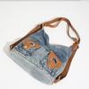 Women's shoulder and crossbody denim bags versatile zipper large capacity backpack bag
