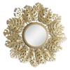 Hanging Wall Mirror Iron Frame Round Decorative Wall Mirror Golden Leaf Wall Mirror For Living Room Bedroom Office Home Decor