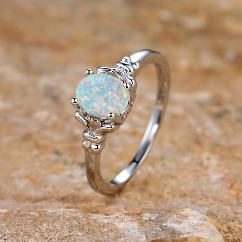 Cushion Cut Square Rainbow White Fire Opal Rings For Women Gold Horse Eye Zircon Charm Leaf Wedding Bands Party Jewelry CZ