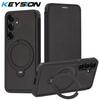 KEYSION Leather Flip Wallet Case for Samsung Galaxy S25 S26 Ultra 5G S26+ S25 FE Card Slots Magnetic 360 Ring Stand Phone Cover