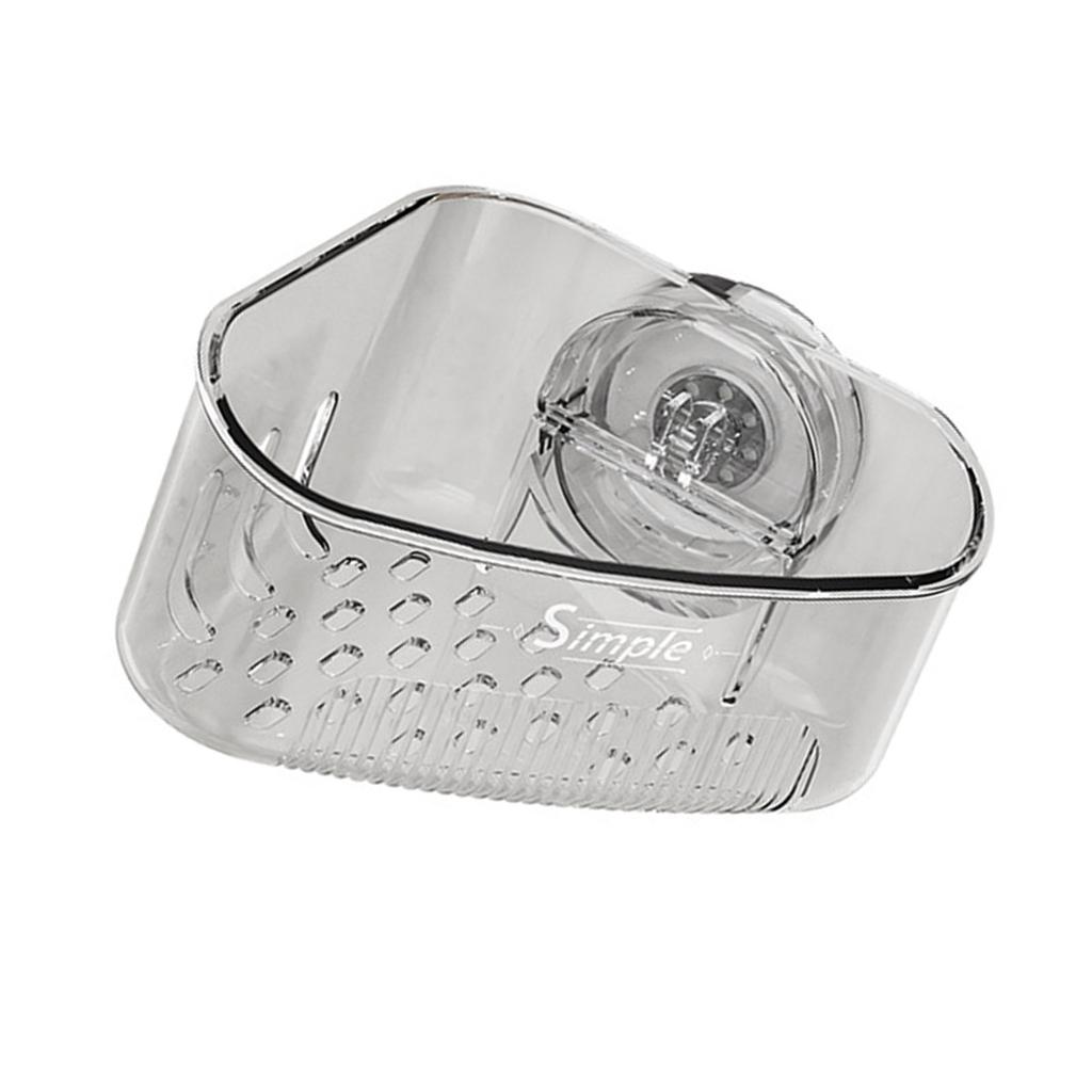 Suction Cup Corner Sponge Holder With Drain Holes Waterproof ABS Plastic Organizer For Kitchen Sink Bathroom Storage