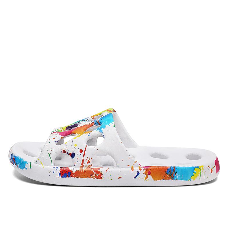 Summer Beach Home Sandals Comfortable Printed Bathroom Shower Slippers Man Hollow Out Leak Women Slides Summer Eva Shoes