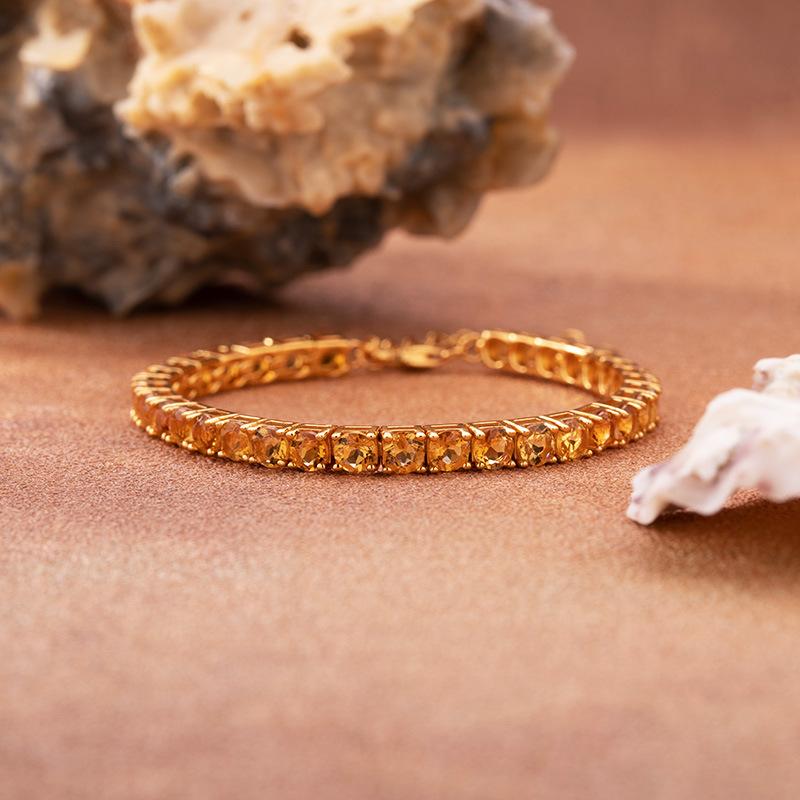Color Treasure Jewelry Natural Citrine Bracelet Women'S S925 Sterling Silver Xiaohongshu Wechat Channels