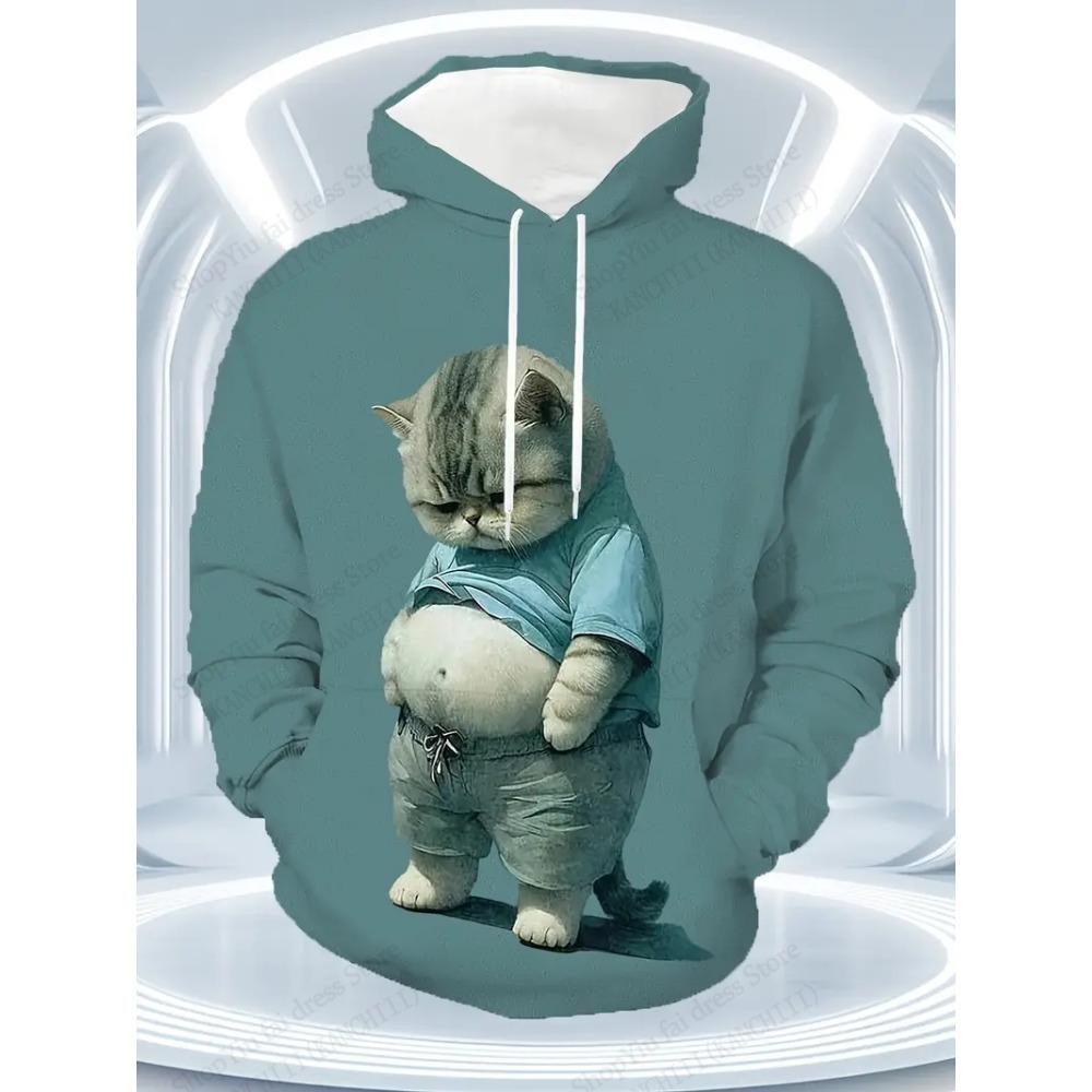 Mens Royal Cat 3D Print Hoodie For Men Women Casual Long Sleeve Hooded Sweatshirt Animal Hoodie Men Clothes Kitten Coat Cartoon