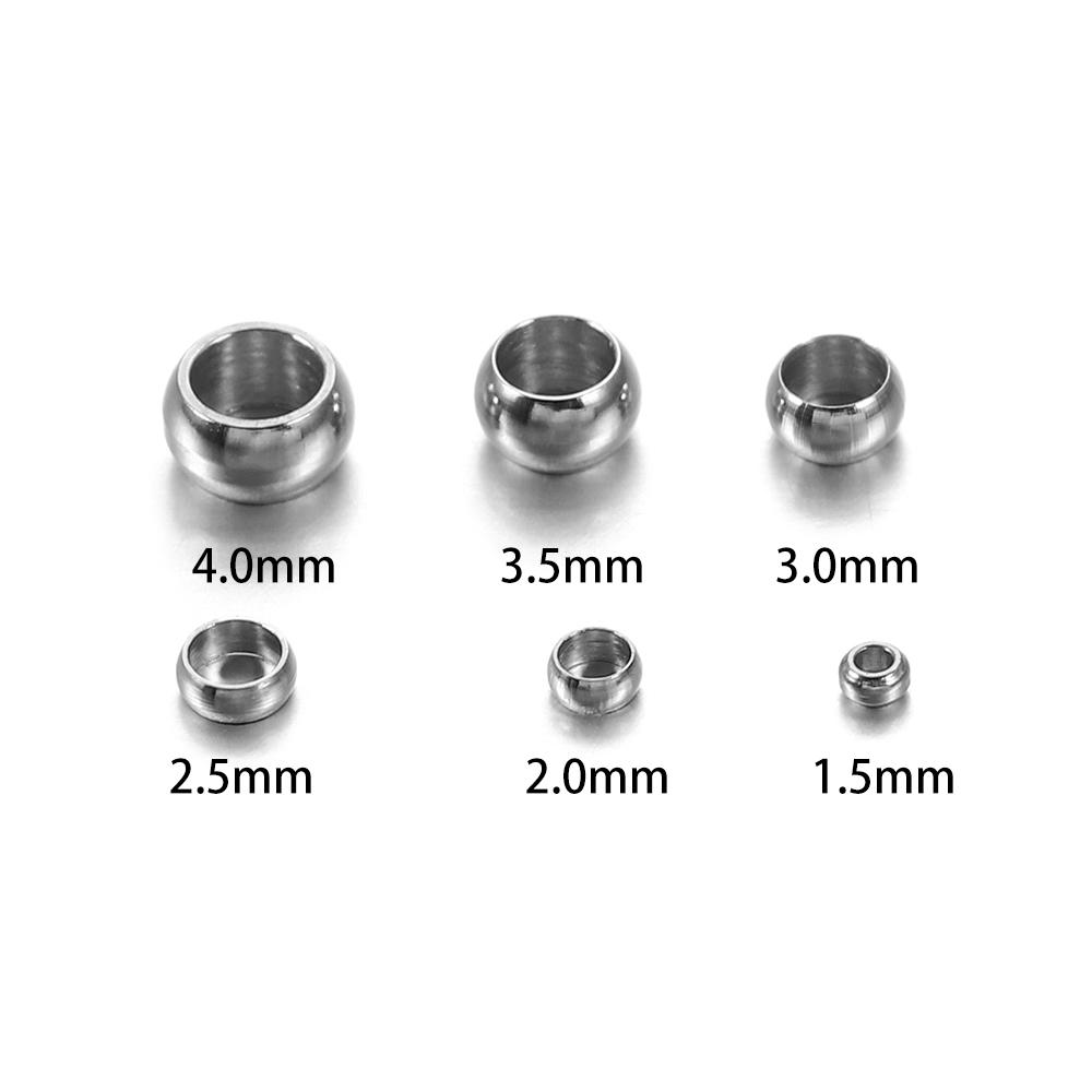 

120Pcs/lot 1.5-4mm Stainless Steel Crimp End Beads Mixed Size Stopper Hole Ball Crimp End Loose Beads For DIY Jewelry Making 1.5mm