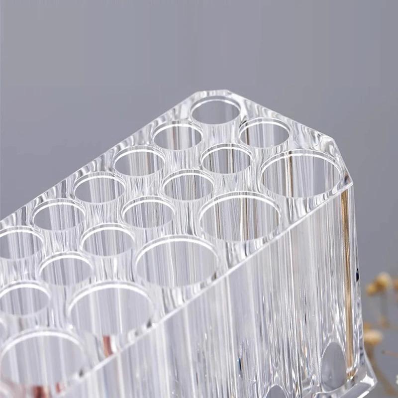 26 Holes Acrylic Makeup Brushes Holder Desktop Lipstick Organizer Eyeliner Cosmetics Pen Storage Rack Transparent Showing Shelf